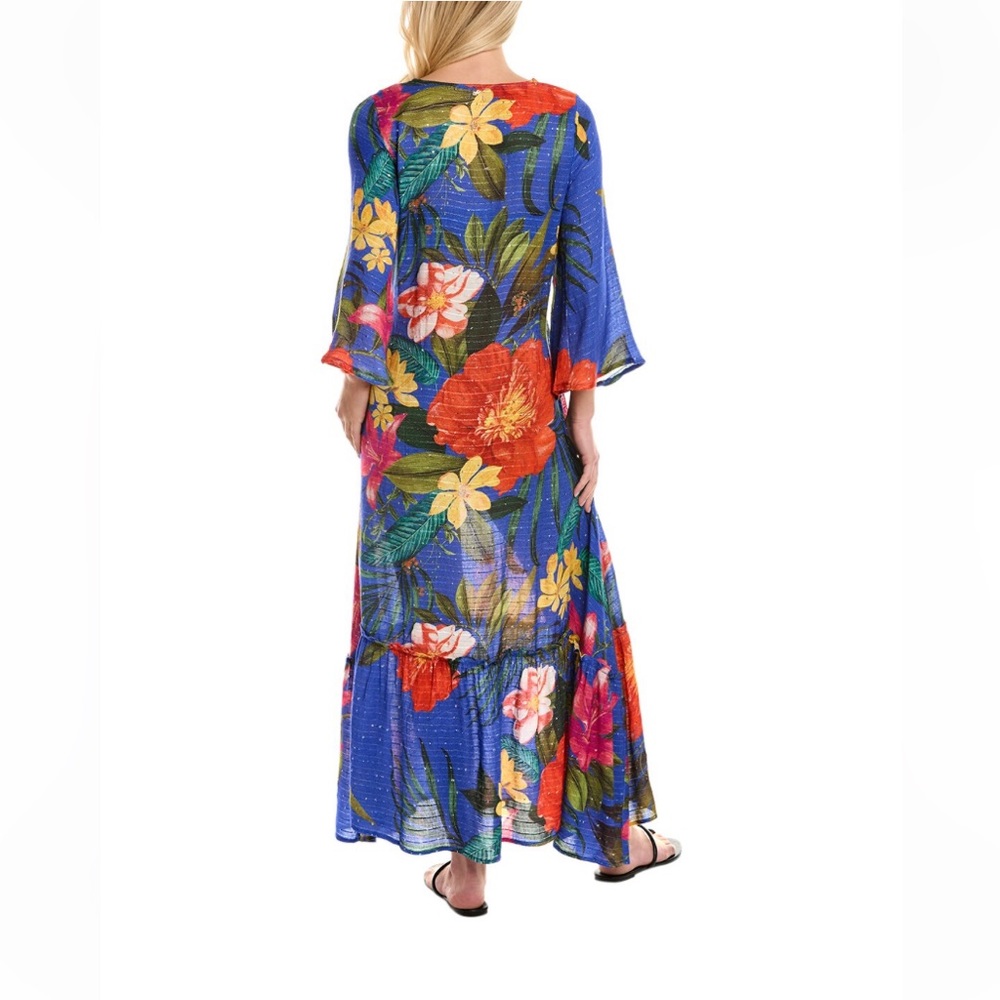 PQ Swim Samantha Maxi Dress Cover up. Blue Floral Boca M/L - Picture 2 of 4